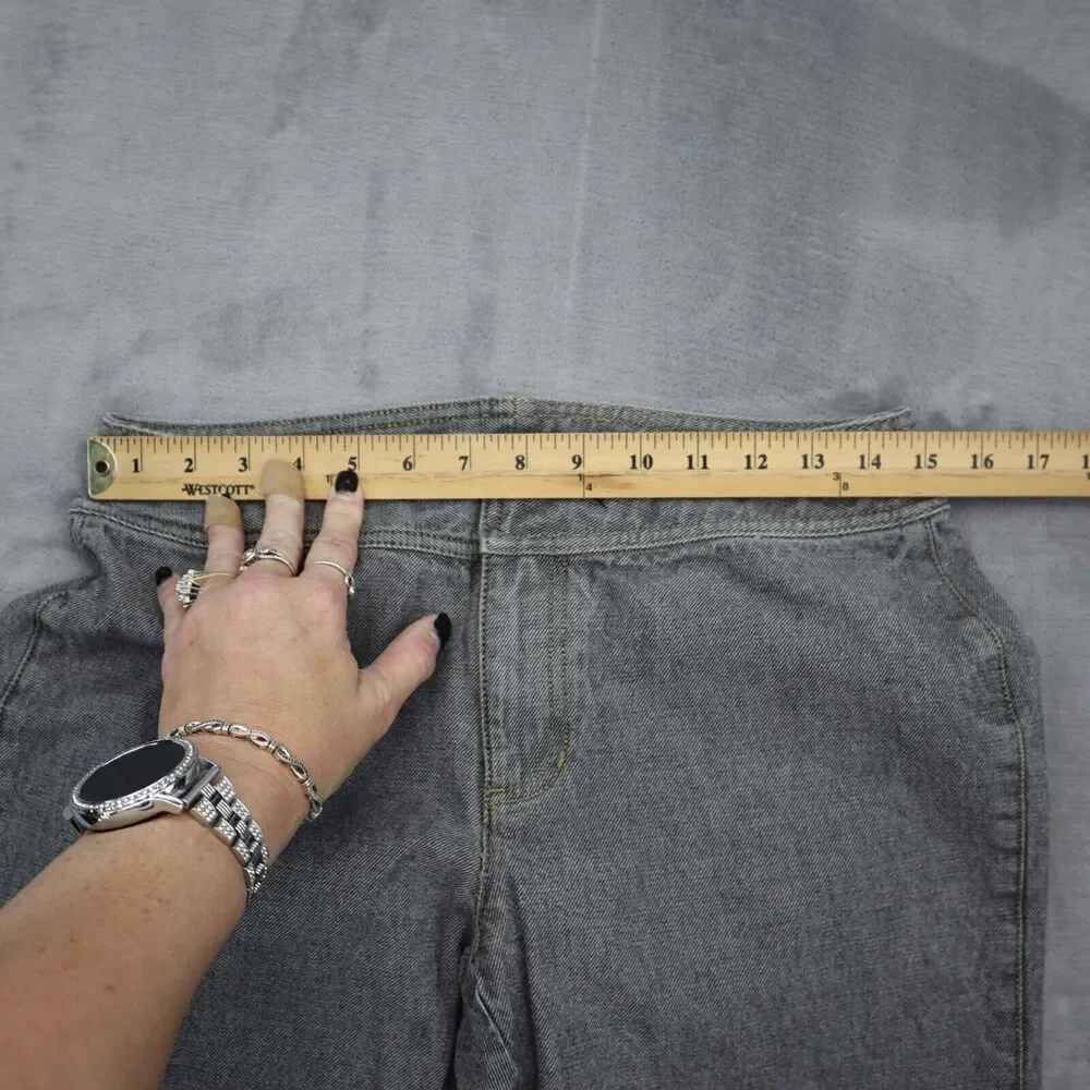 Liz Claiborne Pants Womens 8 Gray Straight Ankle Zip Hook Eye Dark Wash Jeans